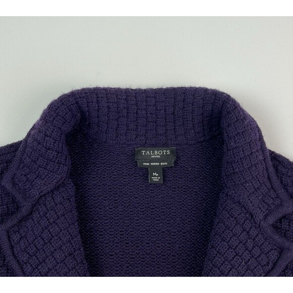 Talbots Purple Merino Wool Knit Blazer Sweater Jacket MP Petite Preppy Academia - Picture 6 of 11